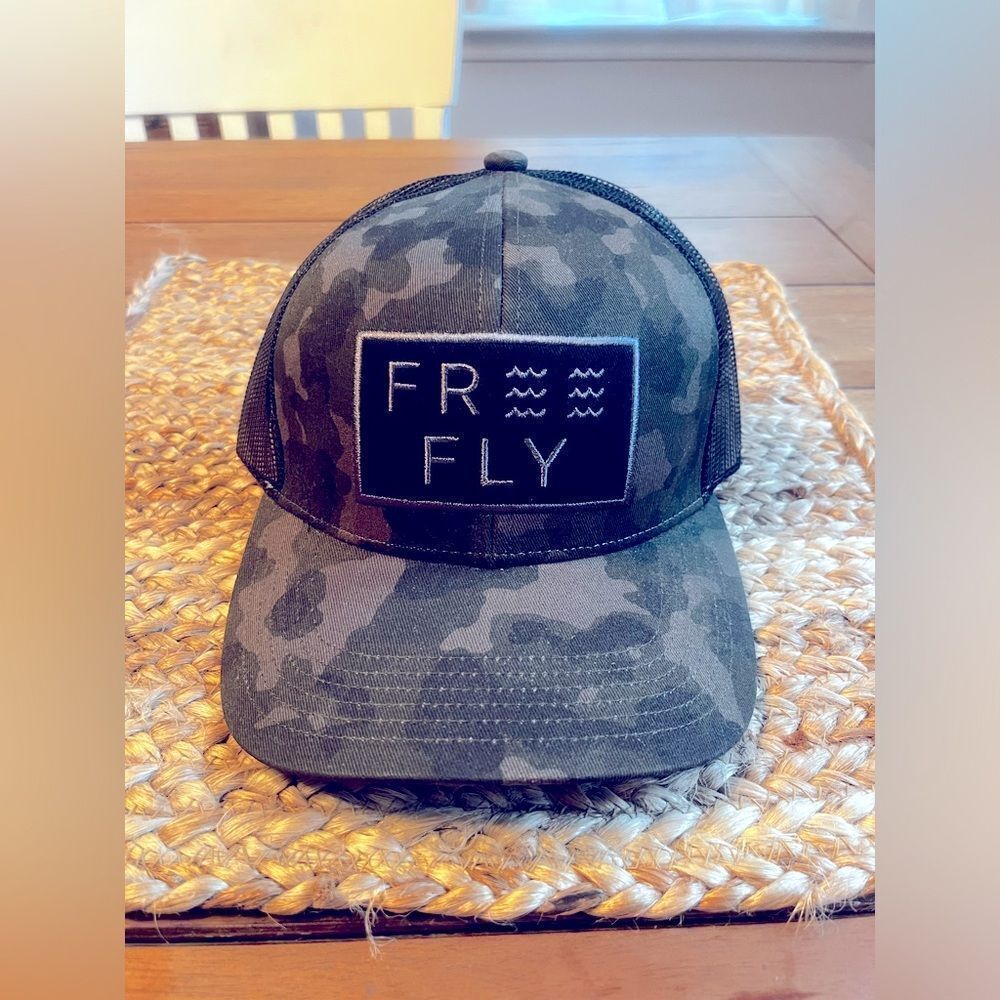 Free Fly Camo Trucker Hat with Logo! NWT!